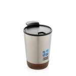 Mug thermos personnalisé en acier avec base en liège 300ml Eco Cork couleur argenté avec zone d'impression