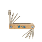 Outil personnalisé Hex en bois à 8 fonctions Multitool couleur bois avec zone d'impression