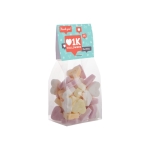 Sachet de bonbons en forme de cœur avec en-tête imprimée 100g couleur transparent