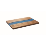 Planche à découper en bois d´acacia avec détails en résine époxy bleue couleur bois