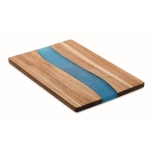 Planche à découper en bois d´acacia avec détails en résine époxy bleue couleur bois sixième vue