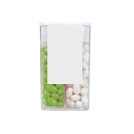 Boîte transparente personnalisée duo de menthe et de fruits 45g couleur pomme