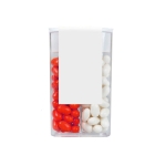 Boîte transparente personnalisée duo de menthe et de fruits 45g couleur fraise