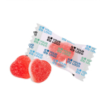 Bonbons avec logo gélifiés en forme de cœur aromatisés à la fraise couleur fraise vue principale