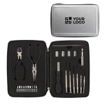 Set de 26 outils en aluminium dans un coffret métallique matelassé avec zone d'impression