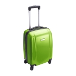 Valise trolley, roues pivotantes, cadenas numéroté, plaque métallique couleur vert clair première vue