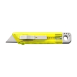 Cutter en plastique transparent avec lame rétractable automatique couleur jaune première vue