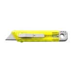 Cutter en plastique transparent avec lame rétractable automatique couleur jaune deuxième vue