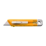 Cutter en plastique transparent avec lame rétractable automatique couleur orange première vue