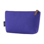 Trousse en feutre de polyester recyclé avec fermeture éclair assortie couleur bleu quatrième vue