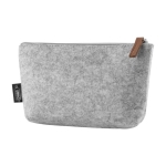 Trousse en feutre de polyester recyclé avec fermeture éclair assortie couleur gris cinquième vue