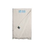 Foulard en coton texturé Fairtrade avec bords à franges 85g/m² couleur naturel avec zone d'impression