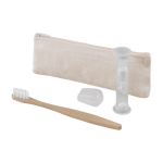 Set dentaire avec brosse à dents et sablier dans une trousse couleur blanc cinquième vue