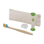 Set dentaire avec brosse à dents et sablier dans une trousse couleur vert cinquième vue