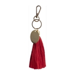 Porte-clés promotionnel à pompon en coton avec mousqueton doré couleur rouge première vue