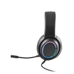 Casque gaming extensible avec lumières et microphone intégré couleur noir troisième vue