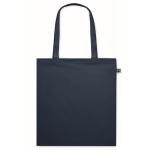 Tote bag en coton à longues anses Fairtrade 140 g/m² couleur bleu deuxième vue