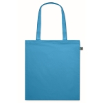 Tote bag en coton à longues anses Fairtrade 140 g/m² couleur turquoise deuxième vue