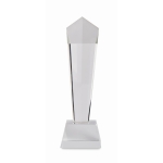 Trophée en verre de forme géométrique verticale sur base en verre couleur transparent septième vue