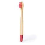 Brosse à dents pour enfants en bambou avec détails colorés couleur rouge première vue