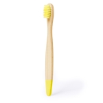 Brosse à dents pour enfants en bambou avec détails colorés couleur jaune première vue