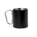 Mug en acier inoxydable à double paroi avec anse mousqueton 300ml couleur noir première vue