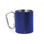 Mug en acier inoxydable à double paroi avec anse mousqueton 300ml couleur bleu première vue