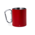 Mug en acier inoxydable à double paroi avec anse mousqueton 300ml couleur rouge première vue