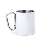 Mug en acier inoxydable à double paroi avec anse mousqueton 300ml couleur blanc première vue