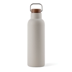 Bouteille thermos en inox recyclé à bouchon en bois et poignée 800ml couleur gris