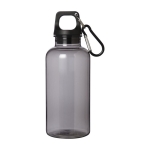 Bouteille en plastique recyclé transparent avec mousqueton 400ml couleur noir deuxième vue frontale