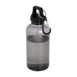 Bouteille en plastique recyclé transparent avec mousqueton 400ml couleur noir