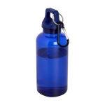 Bouteille en plastique recyclé transparent avec mousqueton 400ml couleur bleu