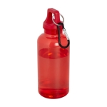 Bouteille en plastique recyclé transparent avec mousqueton 400ml couleur rouge