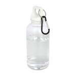 Bouteille en plastique recyclé transparent avec mousqueton 400ml couleur blanc