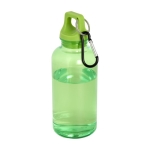 Bouteille en plastique recyclé transparent avec mousqueton 400ml couleur vert