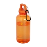 Bouteille en plastique recyclé transparent avec mousqueton 400ml couleur orange