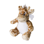 Girafe en peluche avec yeux brodés et étiquette imprimable couleur orange première vue