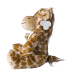 Girafe en peluche avec yeux brodés et étiquette imprimable couleur orange deuxième vue