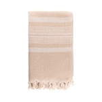 Paréo serviette en coton recyclé avec rayures 200 g/m2 couleur beige deuxième vue