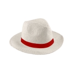 Chapeau de paille à large bord avec ruban personnalisable couleur rouge première vue