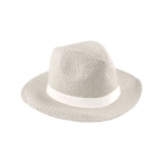 Chapeau de paille à large bord avec ruban personnalisable couleur blanc première vue