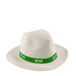 Chapeau de paille à large bord avec ruban personnalisable couleur vert avec zone d'impression