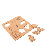 Jeu pour enfants en liège avec figurines d'animaux assorties couleur beige avec zone d'impression