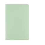 Carnet A5 personnalisé à pages lignées et couverture en carton recyclé couleur vert pastel vue frontale