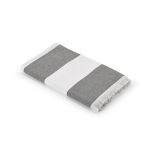 Serviette de plage 80x160 cm en coton recyclé et à rayures 350 g/m² couleur gris