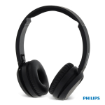 Casque sans fil pliable avec bouton Bass Boost de la marque Phillips couleur noir deuxième vue