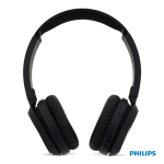 Casque sans fil pliable avec bouton Bass Boost de la marque Phillips couleur noir troisième vue