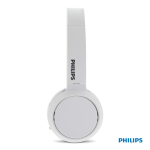 Casque sans fil pliable avec bouton Bass Boost de la marque Phillips couleur blanc quatrière vue