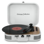 Tourne-disque style vintage avec bluetooth, port AUX et port USB couleur blanc deuxième vue